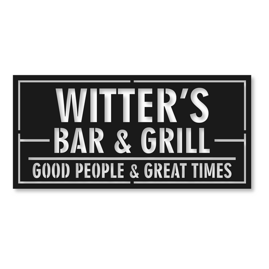 Personalized Bar & Grill Metal Sign / Metal Backyard Home Decor