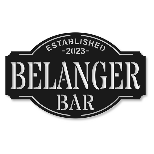 Personalized Bar Metal Name Sign | Home Bar Tavern Decor