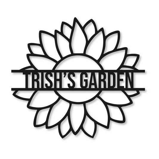 Personalized Garden Name Metal Sign | Metal Sunflower Monogram Sign