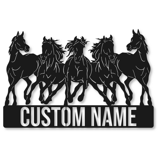 Personalized Horses Metal Sign | Metal Horse Name Sign