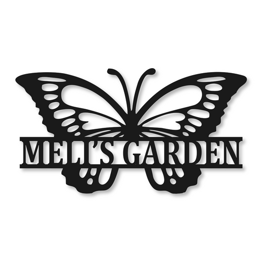 Personalized Garden Name Metal Sign | Metal Butterfly Monogram Sign
