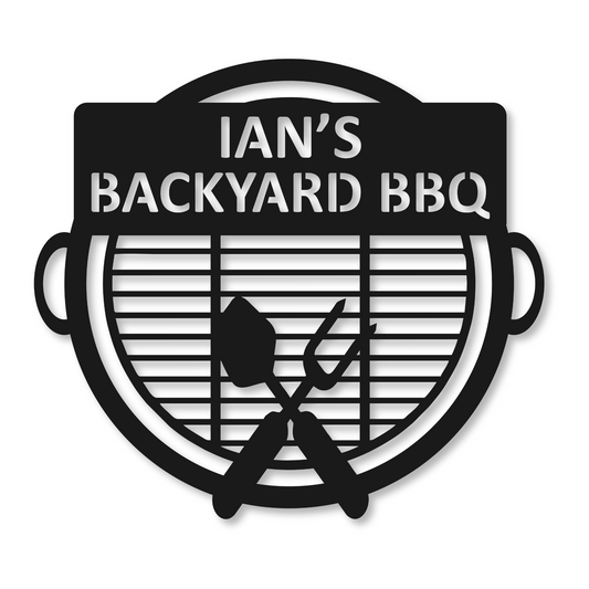 Personalized Metal Backyard BBQ Name Sign | Metal Patio Decor