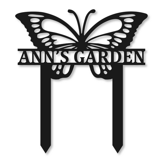 Personalized Garden Name Stake Metal Sign | Metal Garden Stake Butterfly Sign