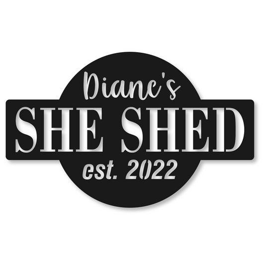 Personalized She Shed Sign | Metal Sheshed Name Decor