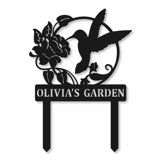 Personalized Garden Name Stake Metal Sign | Metal Garden Stake Bird Sign