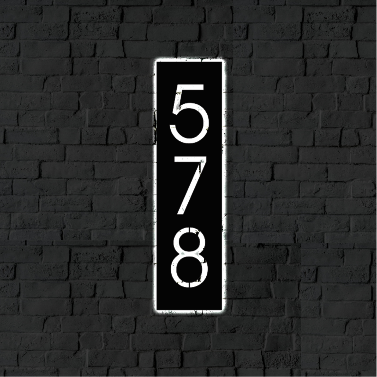 Solar Backlit Metal Address Sign / LED metal house numbers / House Number Plaque with Lighting