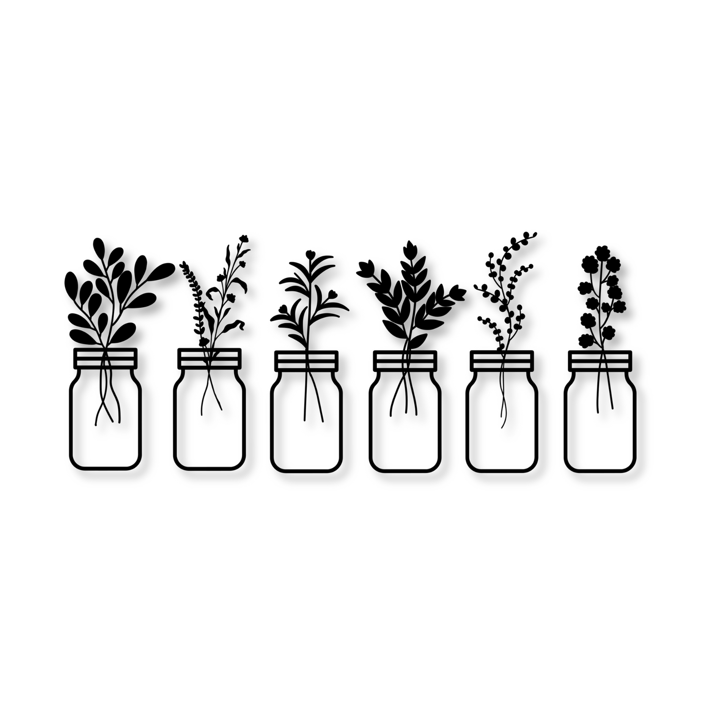 Six Piece Flowers Metal Wall Art | Jar of Flowers Home Decor