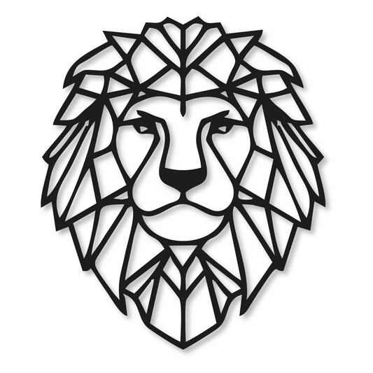 Geometric Lion Metal Wall Art | Metal Lion Sign