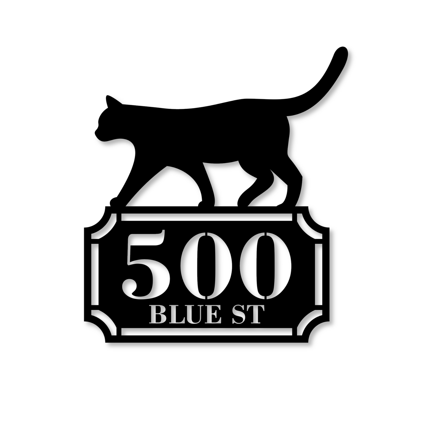 Cat Metal Address Sign | Metal Address Numbers