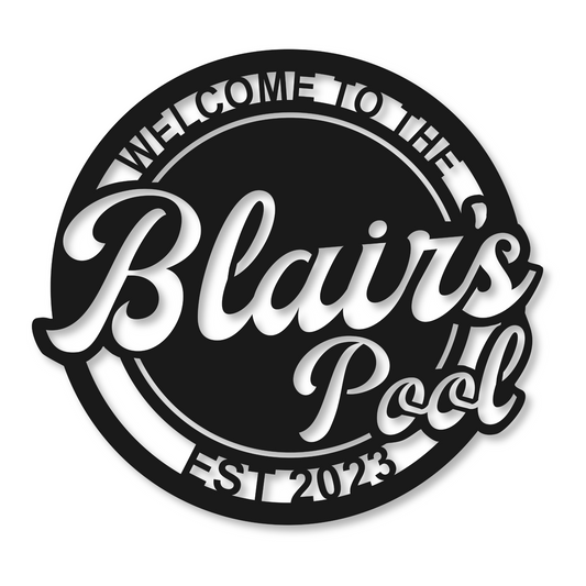 Personalized Metal Pool Family Name Sign | Metal Patio Decor