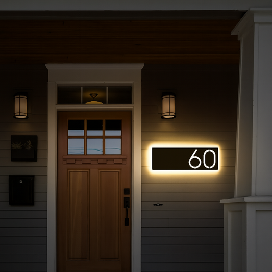 Solar Backlit Metal Address Sign / LED metal house numbers / House Number Plaque with Lighting