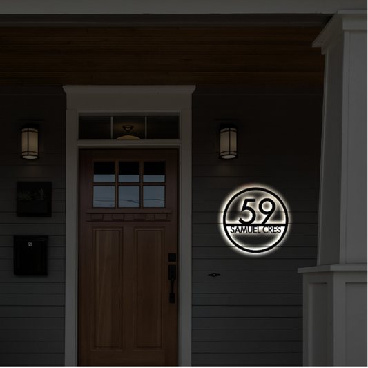 Solar Backlit Metal Address Sign / LED metal house numbers / House Number Plaque with Lighting