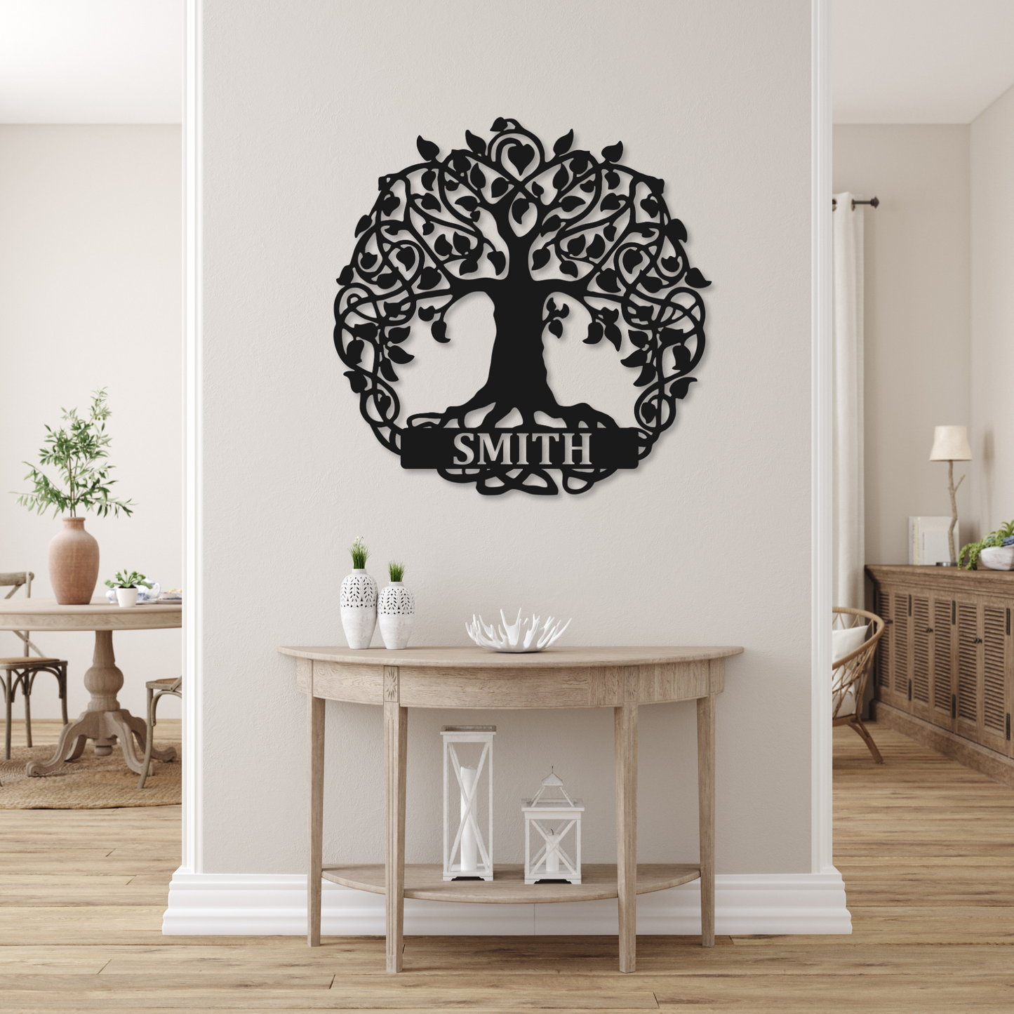 Tree of Life Family Name Monogram | Metal Name Sign
