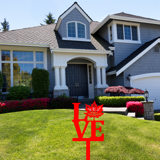 LOVE Canadian Metal Stake Sign | Canada Metal Yard & Garden Decor