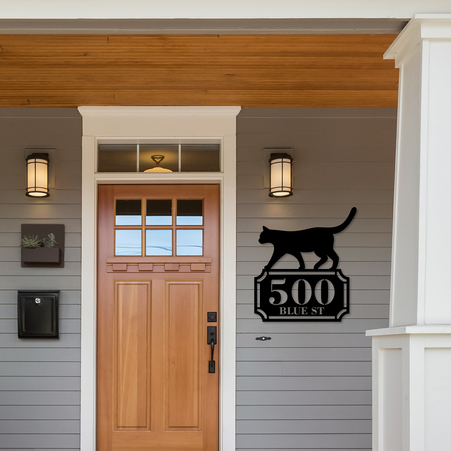 Cat Metal Address Sign | Metal Address Numbers