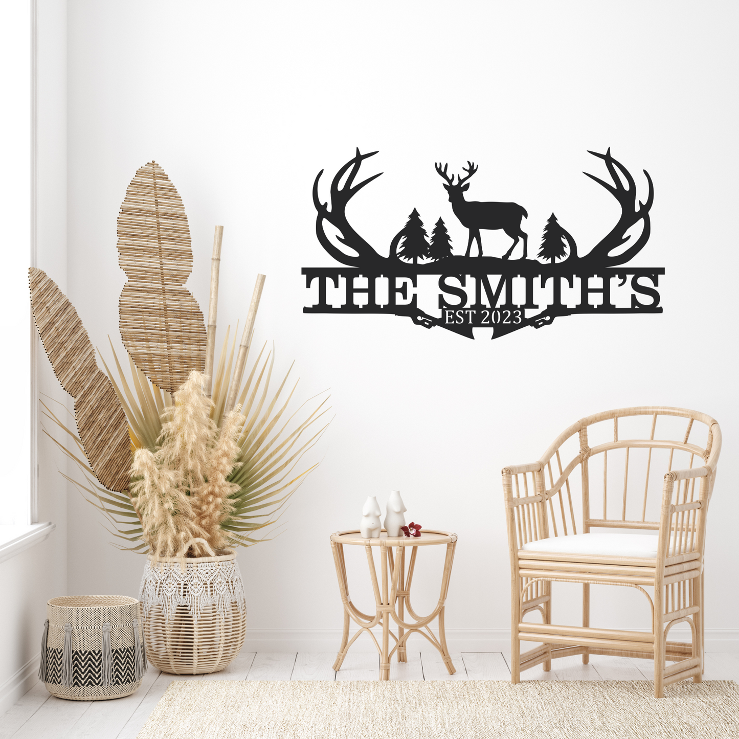 Personalized Family Name Metal Sign / Metal Antler Home Decor