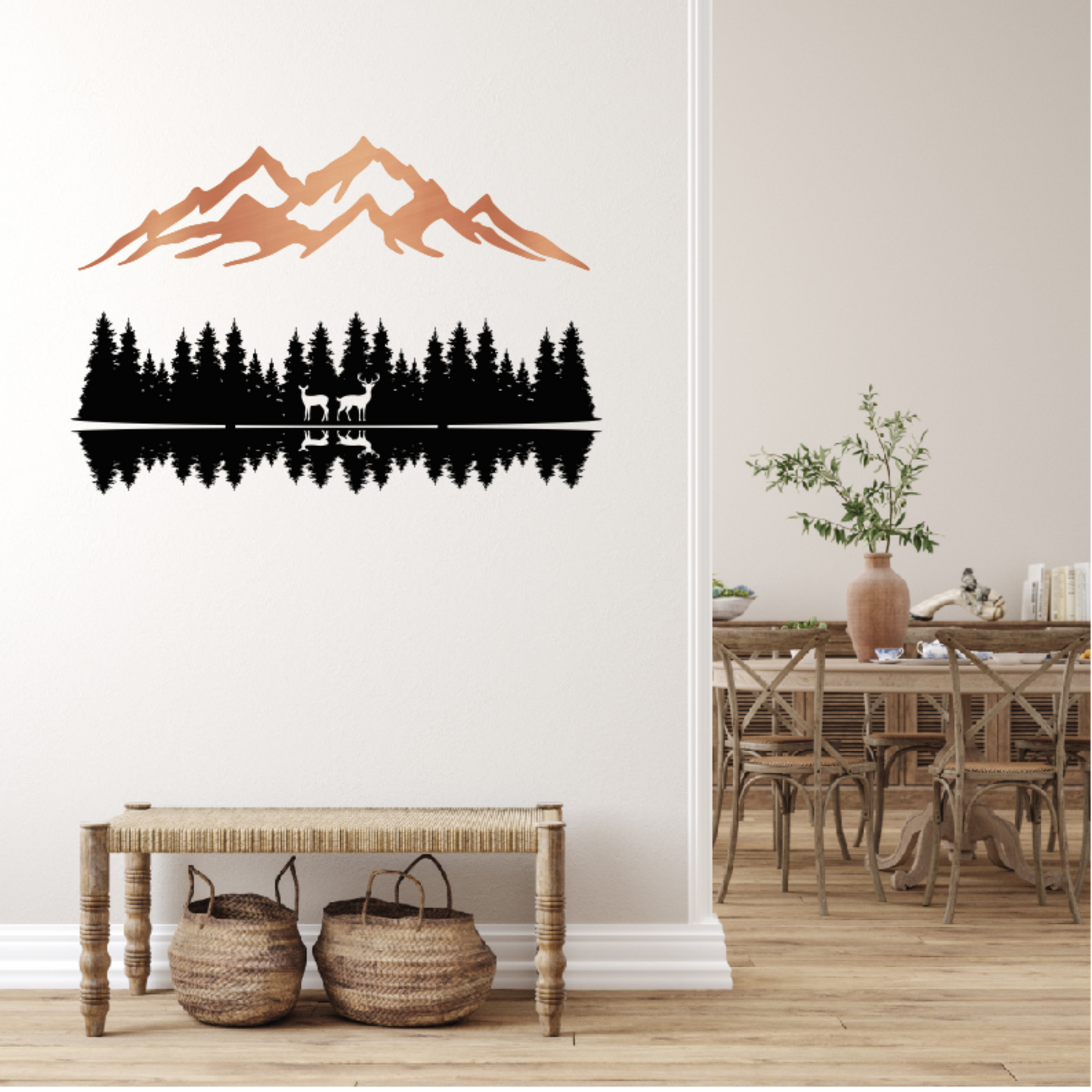 Dual Layered Mountain Metal Wall Art Sign | Home Decor