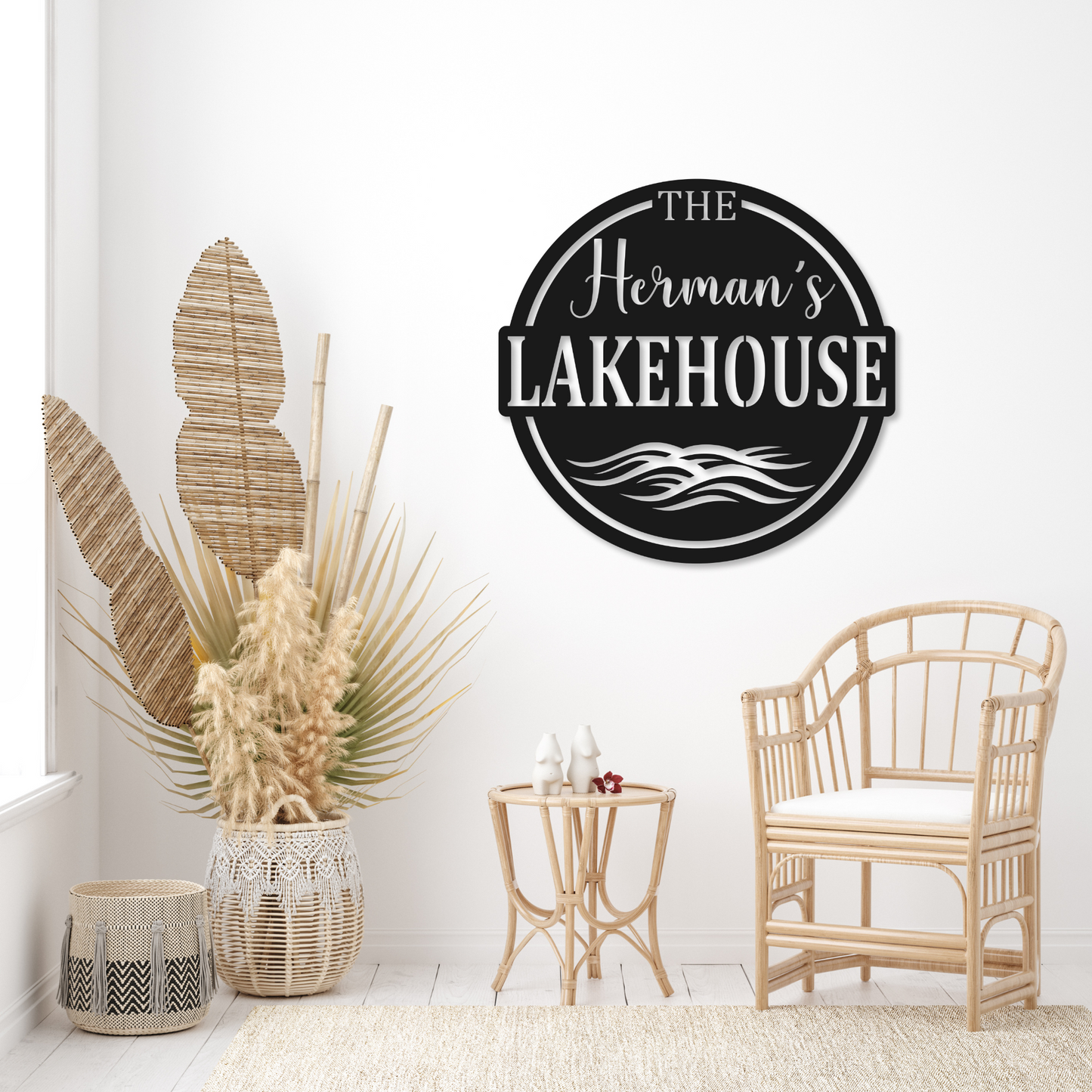 Personalized Family Name Metal Sign | Metal Cottage Lakehouse Chair Sign