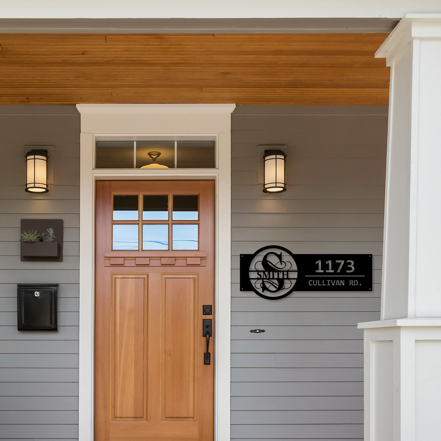 Monogram Metal House Address Sign | Family Name Steel Address Plaque