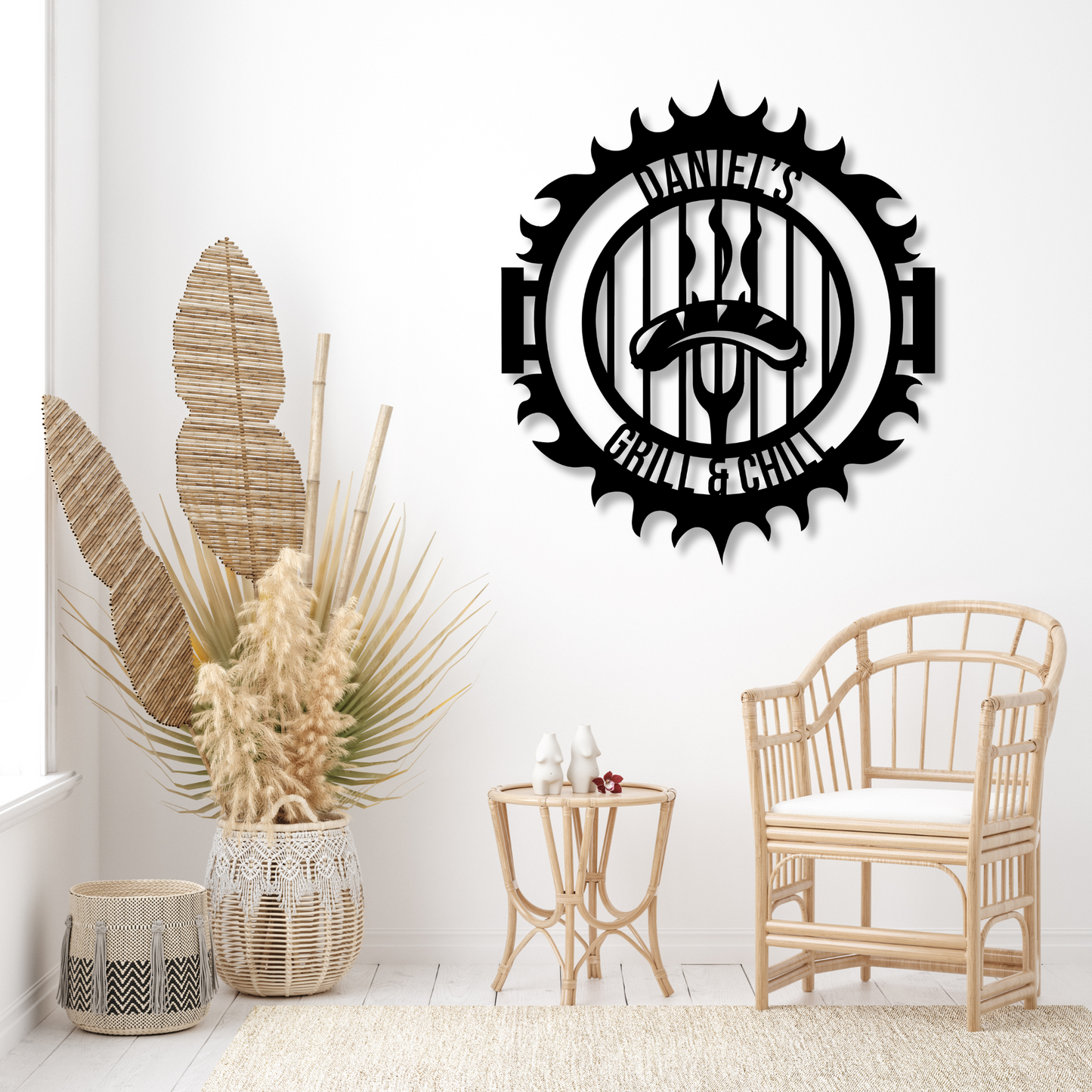 Personalized Metal Backyard BBQ Name Sign | Metal Grill Patio Decor