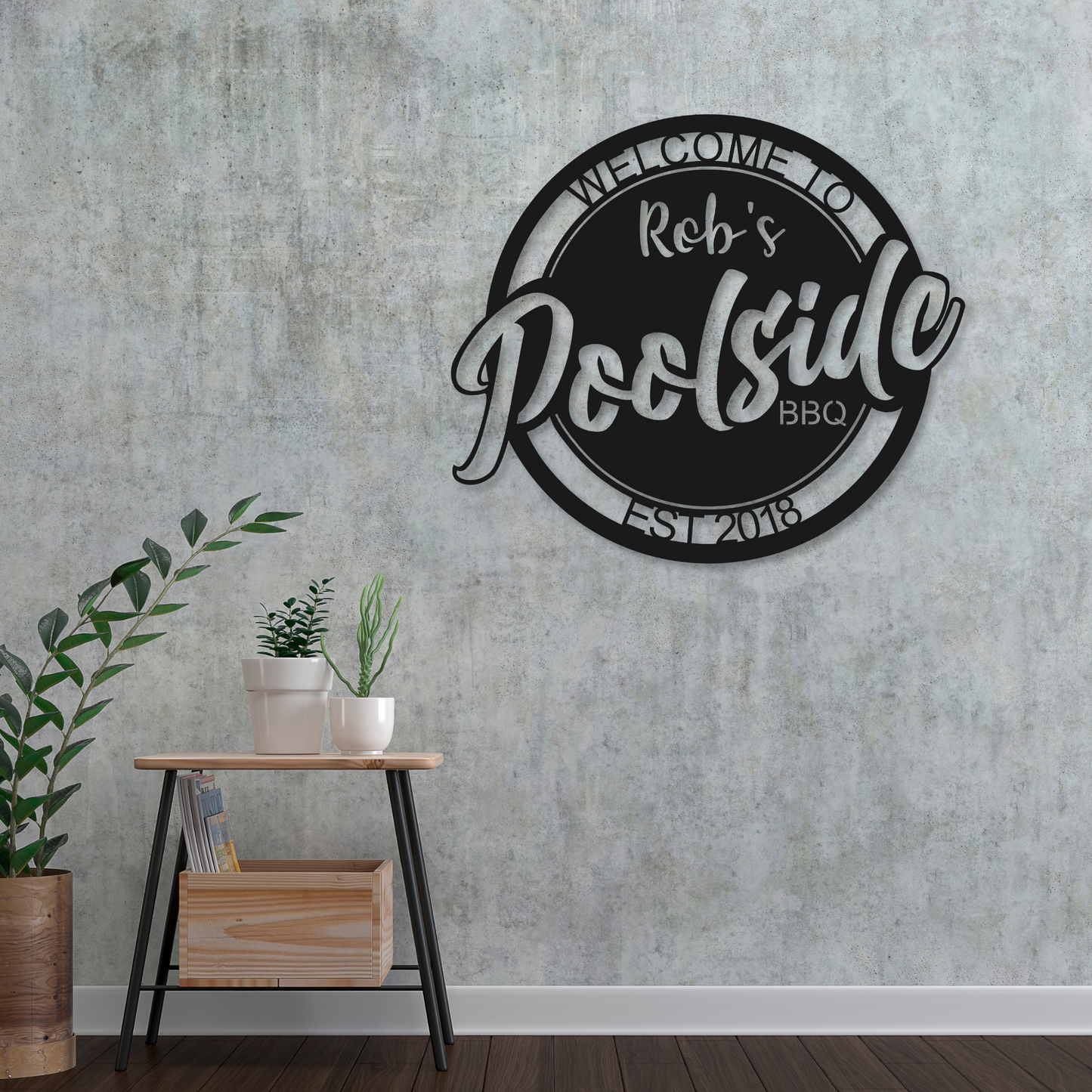 Personalized Metal Pool BBQ Family Name Sign | Metal Patio Decor