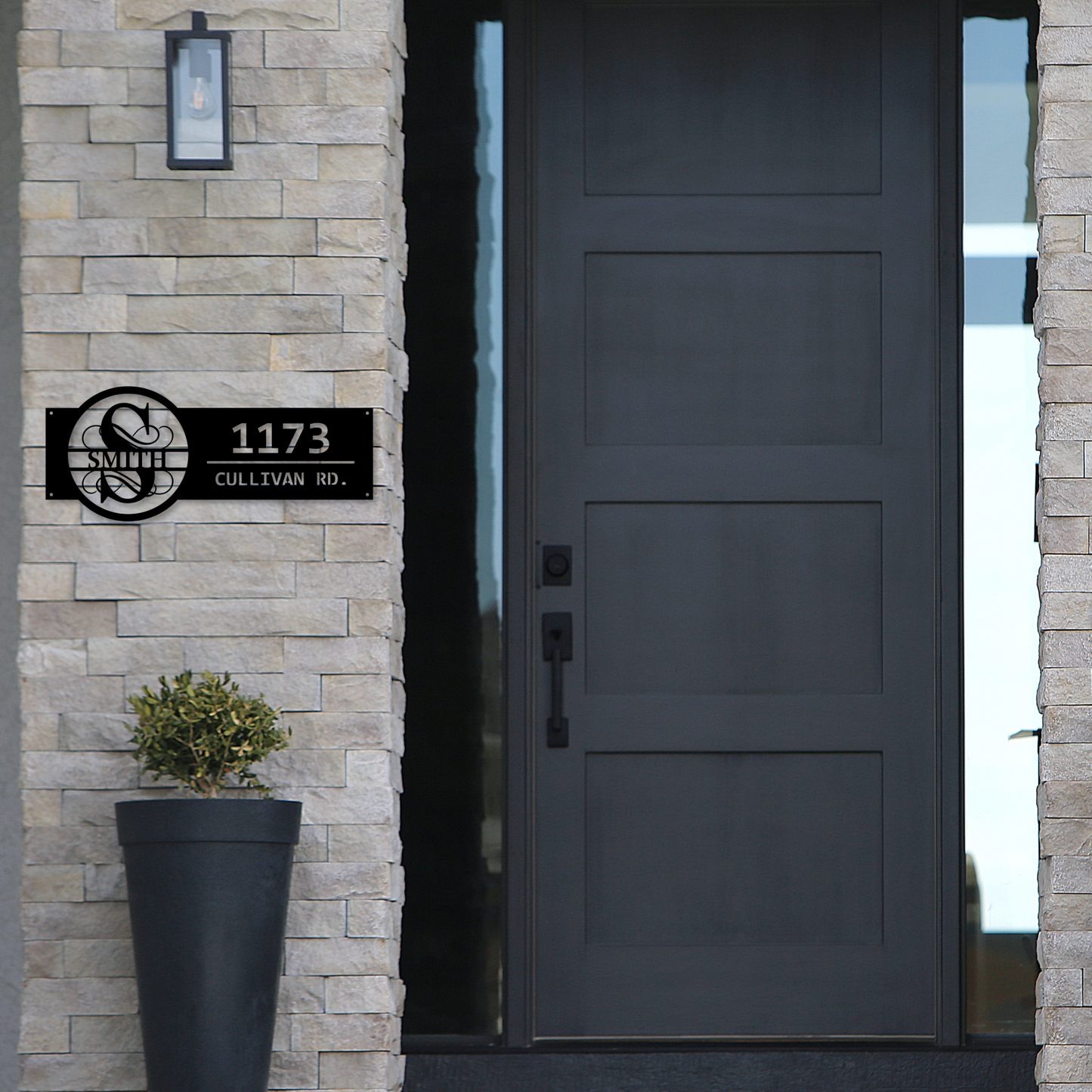 Monogram Metal House Address Sign | Family Name Steel Address Plaque