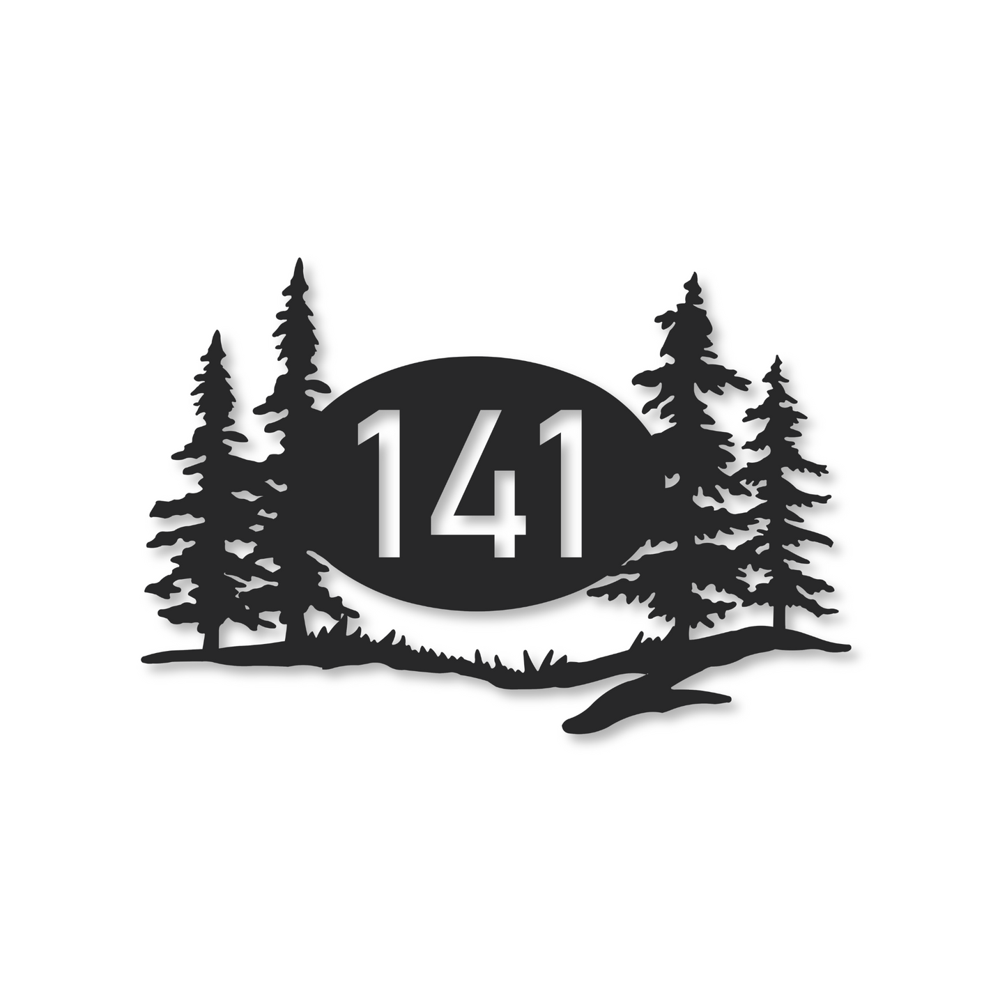 Solar Backlit Metal Address Sign / Trees LED metal house numbers / House Number Plaque with Lighting