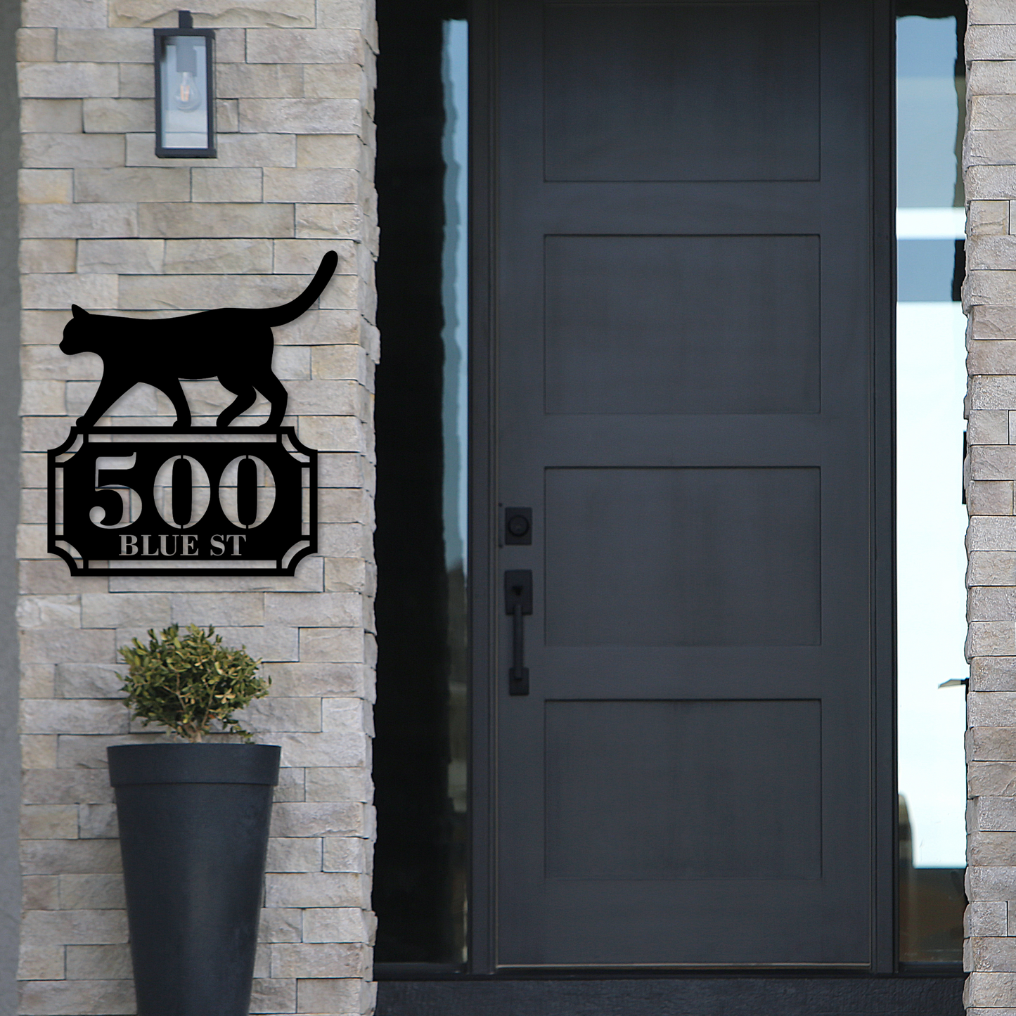 Cat Metal Address Sign | Metal Address Numbers