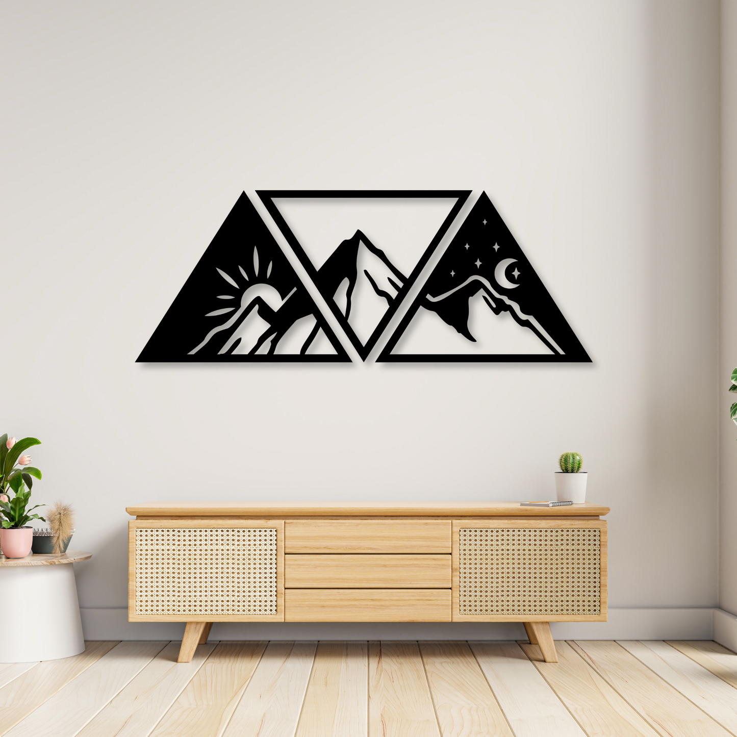 Three Piece Mountain Metal Wall Art / Metal Nature Steel Home Decor