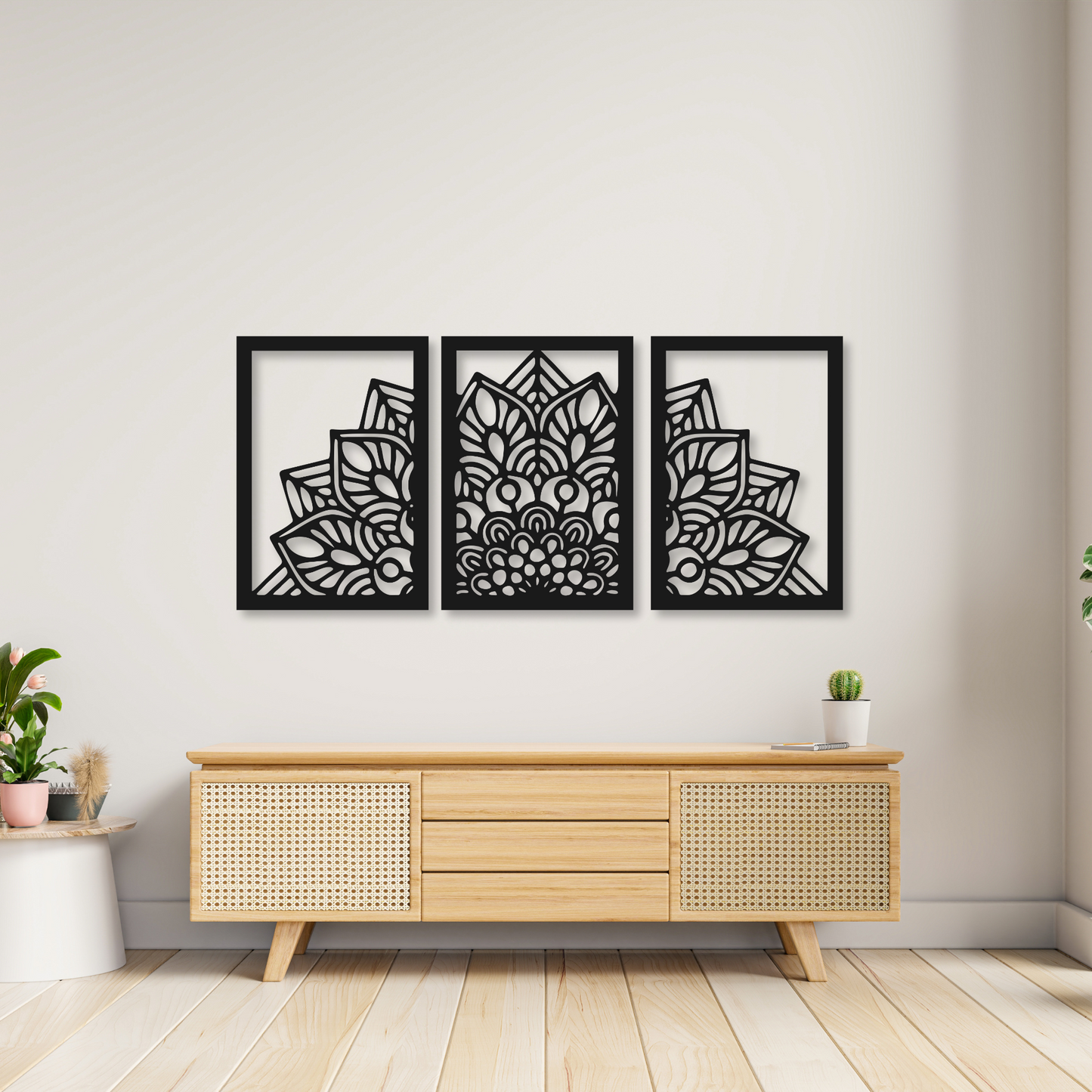 Three Piece Mandela Metal Wall Art / Metal Nature Home Decor
