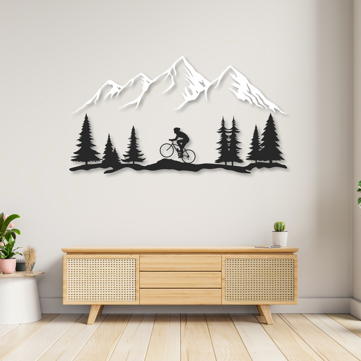 Dual Layered Mountain Bike Metal Wall Art Sign | Bicycle Steel Home Decor