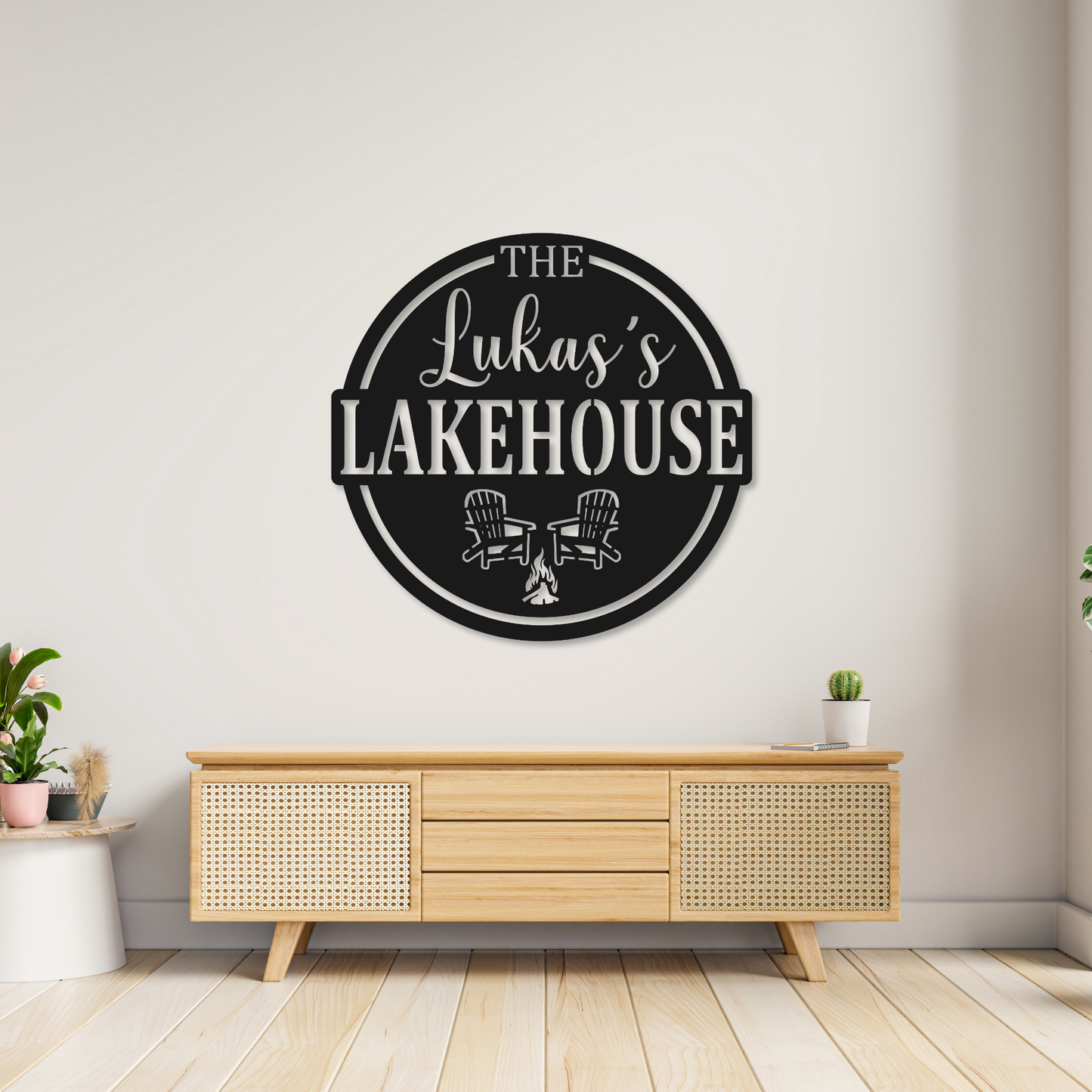 Personalized Family Name Metal Sign | Metal Cottage Lakehouse Chair Sign