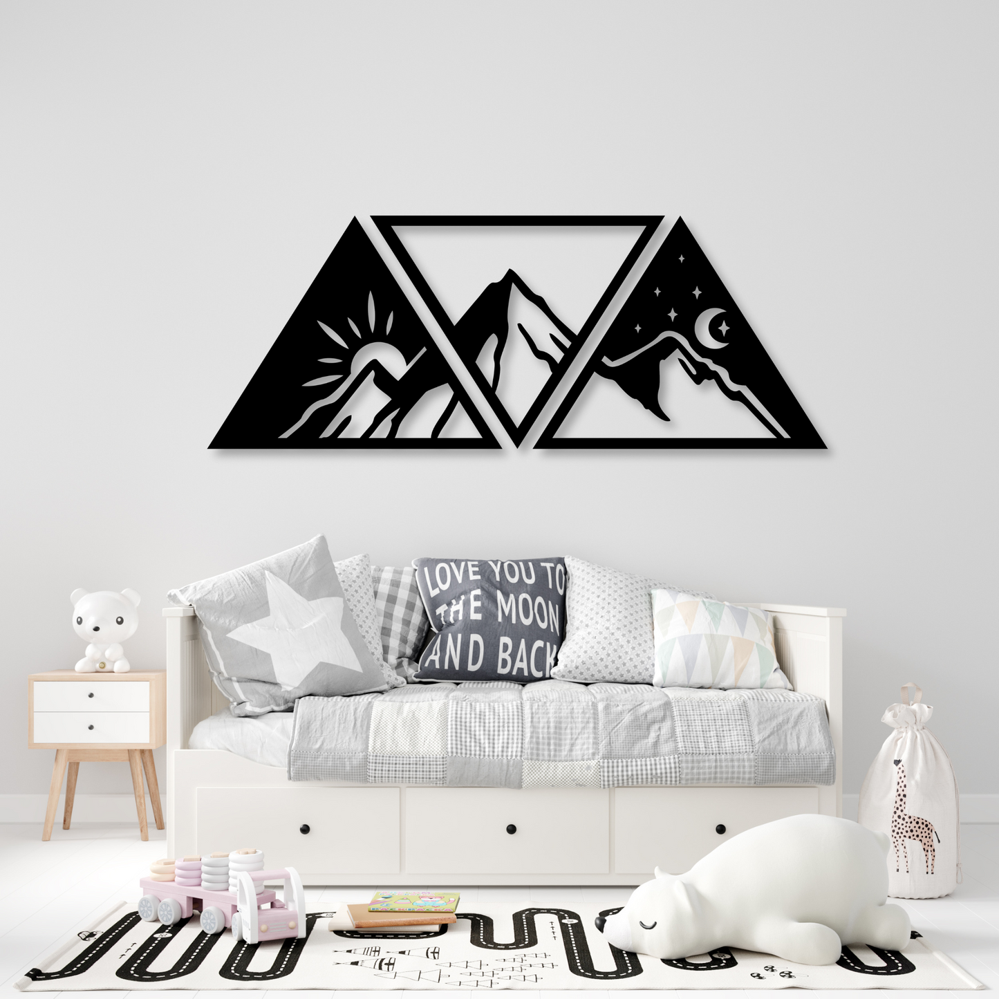 Three Piece Mountain Metal Wall Art / Metal Nature Steel Home Decor