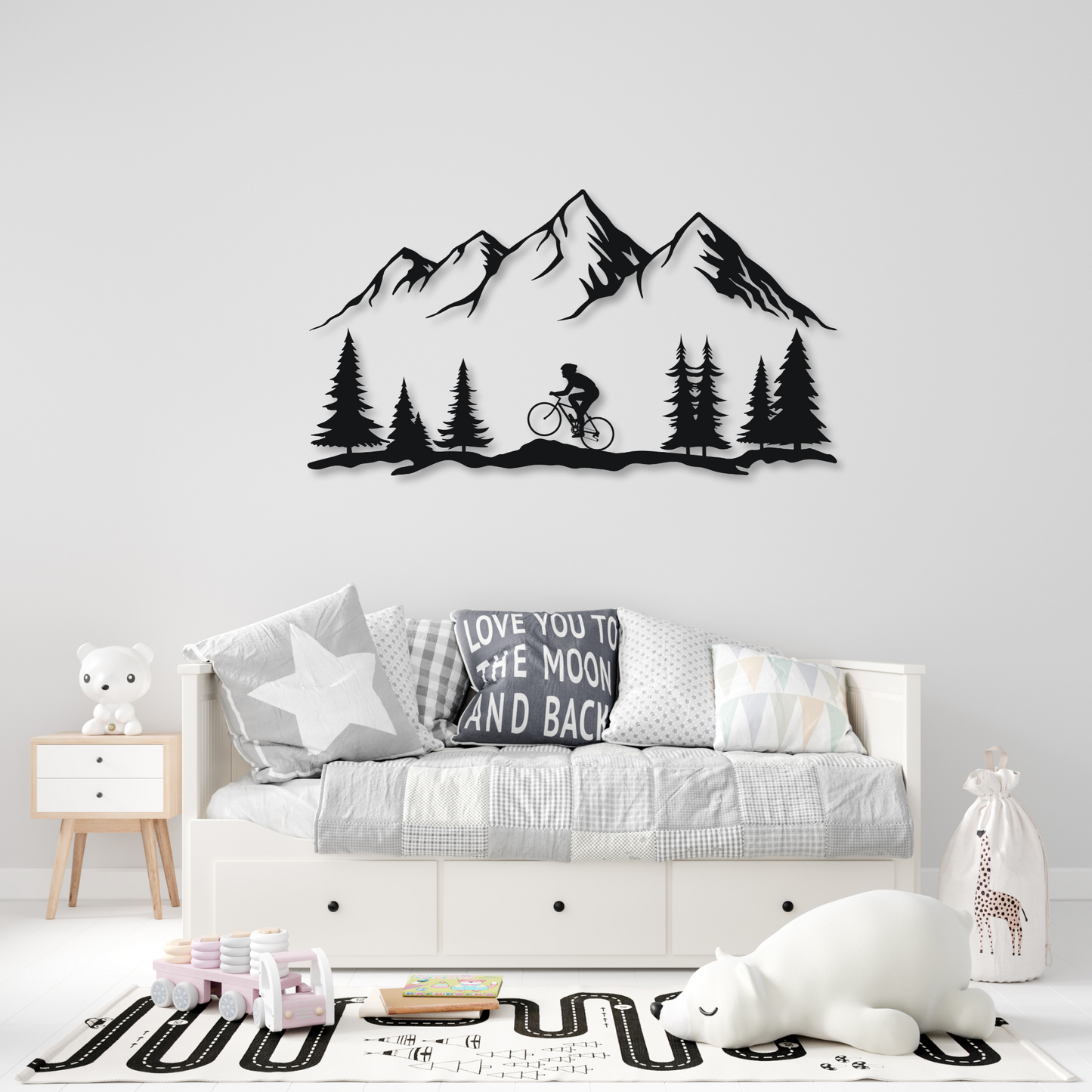 Dual Layered Mountain Bike Metal Wall Art Sign | Bicycle Steel Home Decor