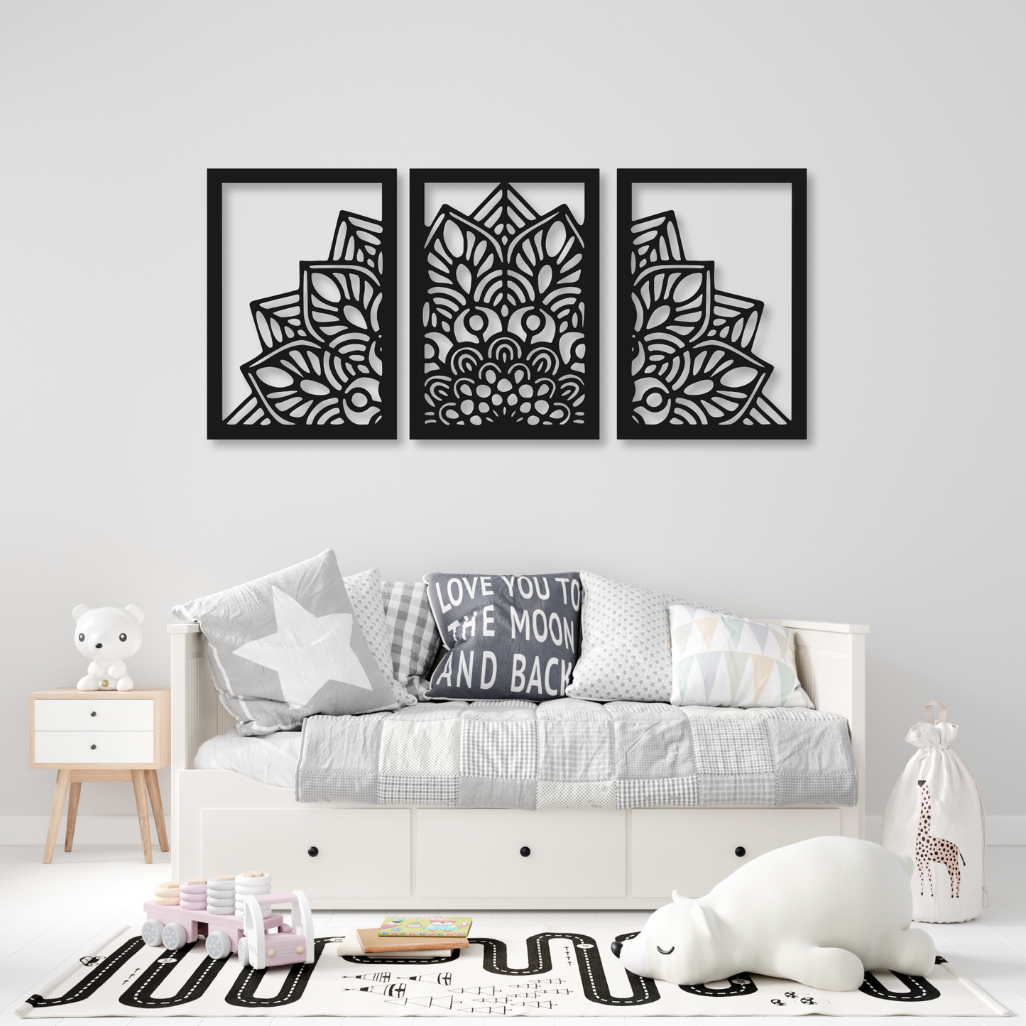 Three Piece Mandela Metal Wall Art / Metal Nature Home Decor
