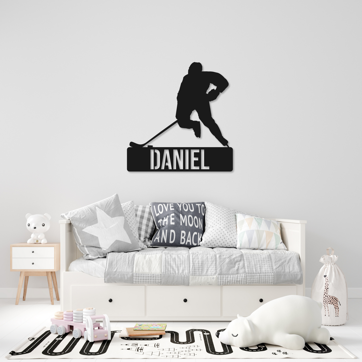 Hockey Player Name Metal Sign | Kids Metal Sign | Kids Room Hockey Metal Sign