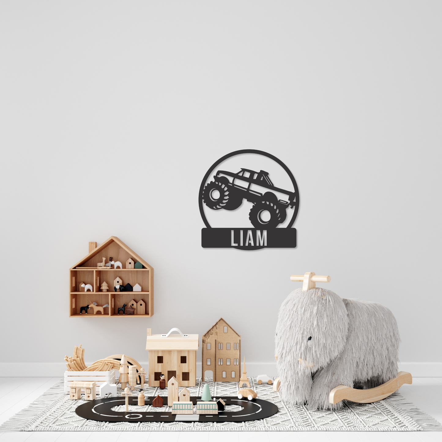 Monster Truck Name Metal Sign | Kids Metal Sign | Nursery Room Truck Metal Sign