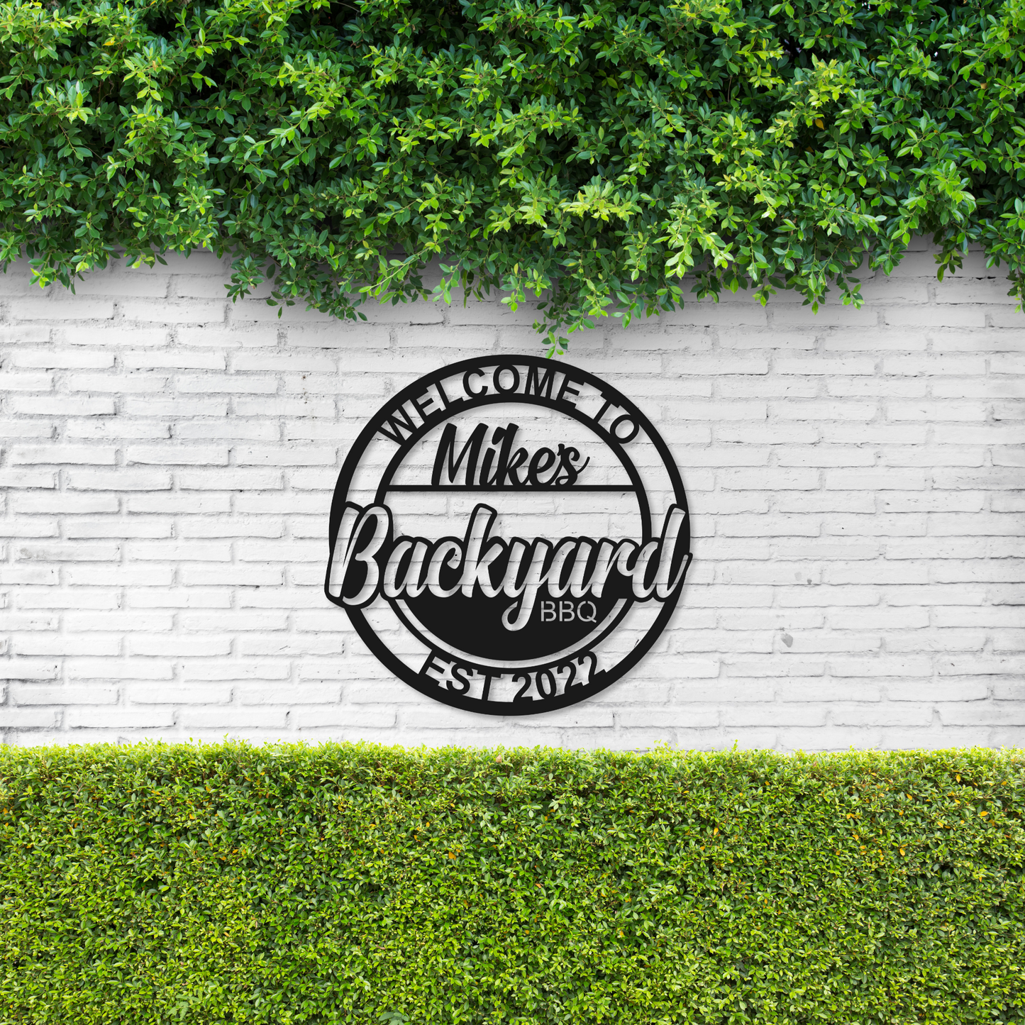 Personalized Metal Backyard BBQ Name Sign | Metal Patio Decor