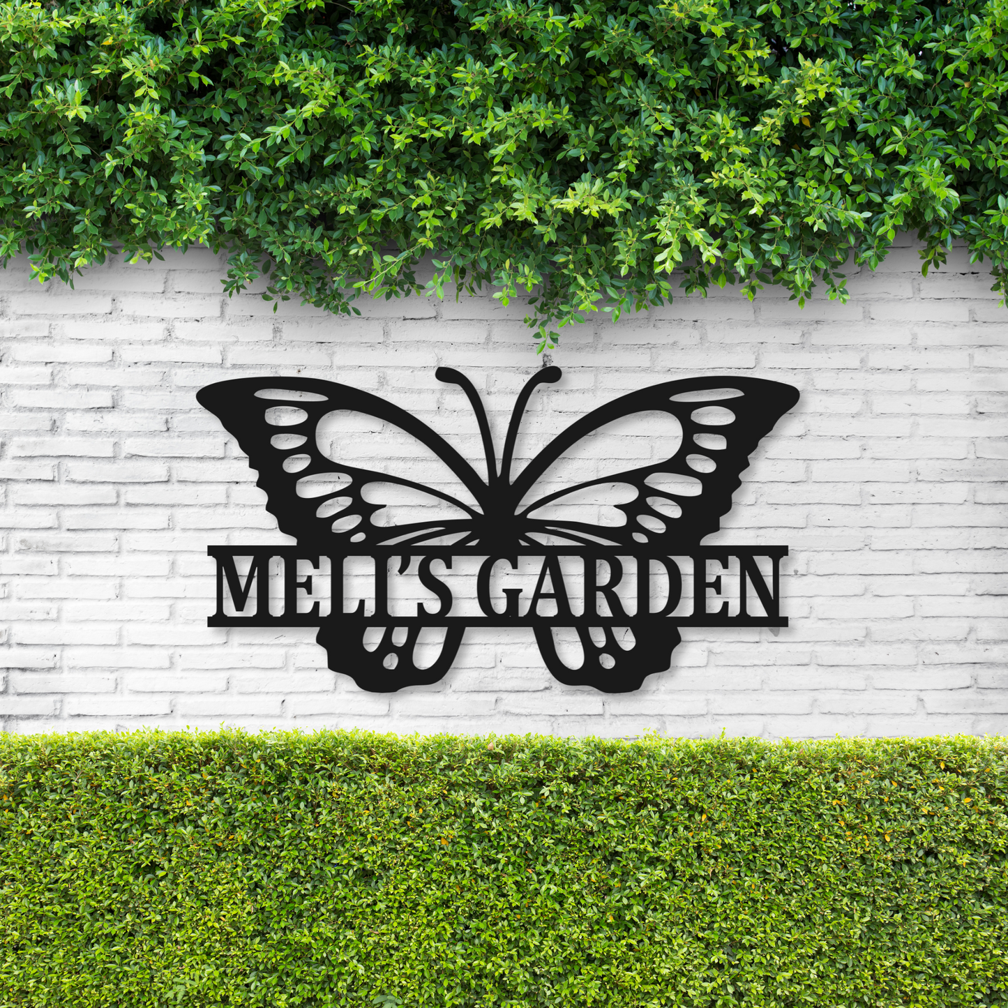 Personalized Garden Name Metal Sign | Metal Butterfly Monogram Sign