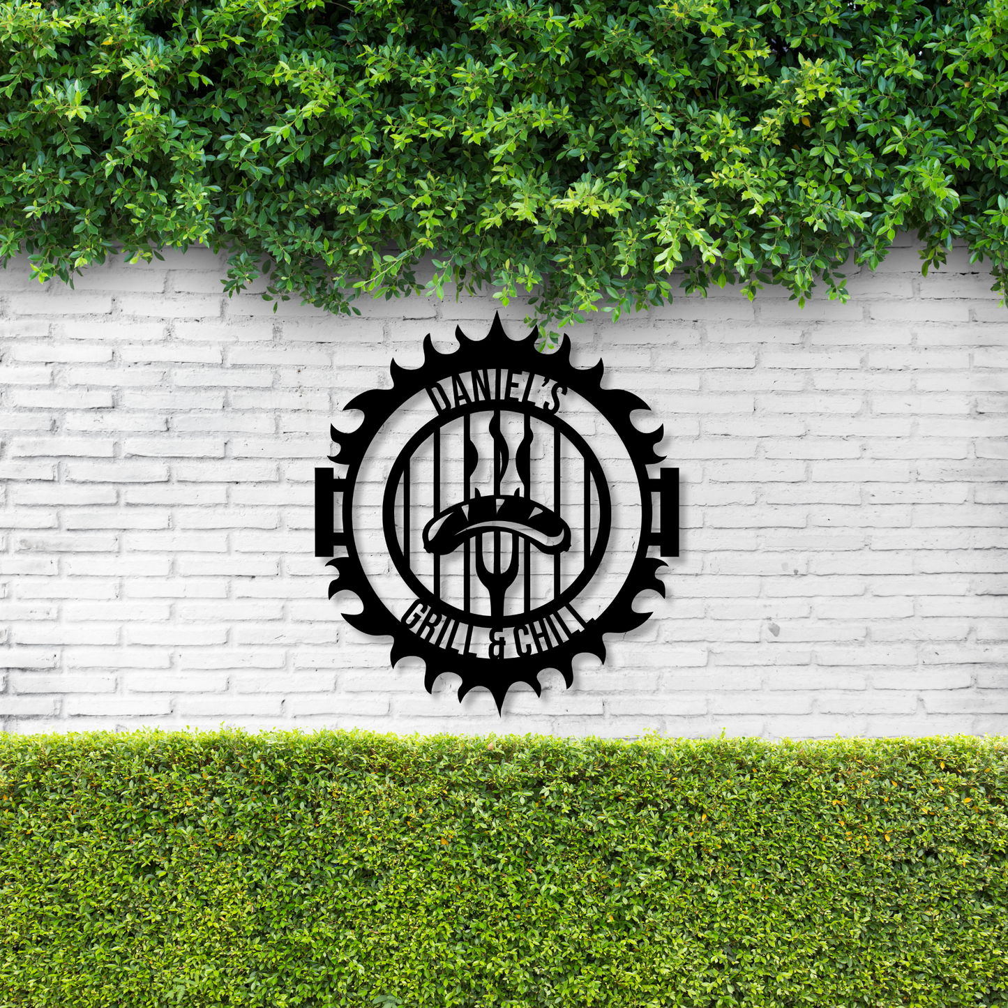 Personalized Metal Backyard BBQ Name Sign | Metal Grill Patio Decor
