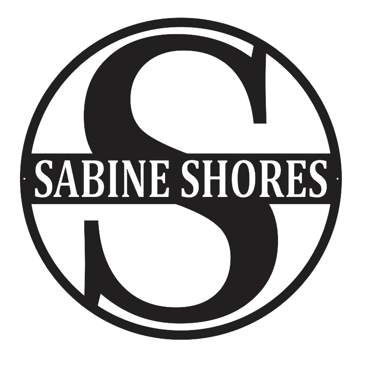 custom 30 x 30" Sabine Shores metal sign