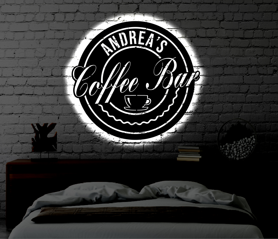 Personalized Coffee Bar LED Metal Sign / Light up Coffee Metal Sign