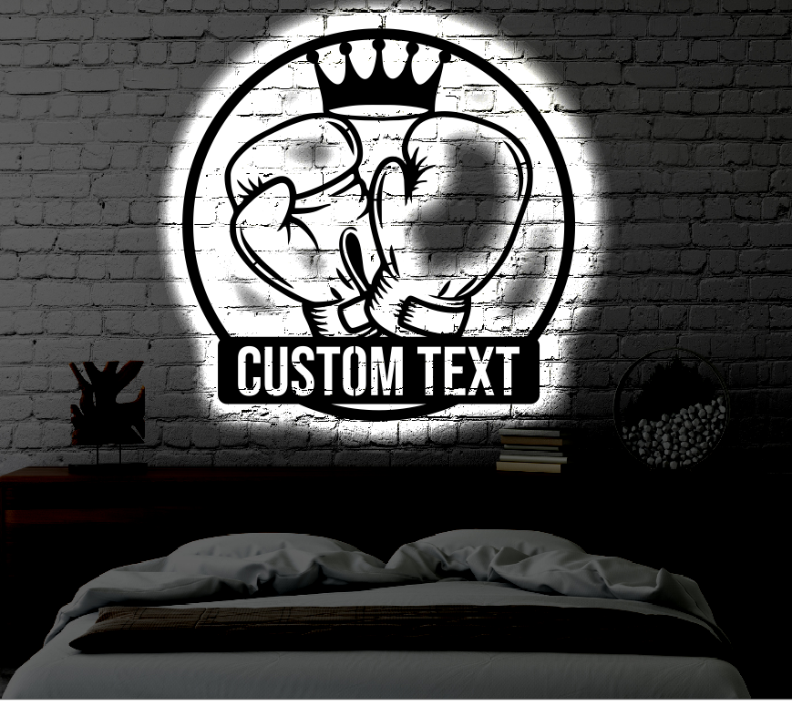 Personalized Boxer LED Metal Art Sign / Light up Kids Room Boxing Sign