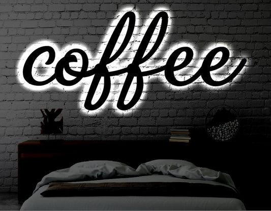 Coffee LED Metal Sign / Light up Coffee Cup Metal Sign