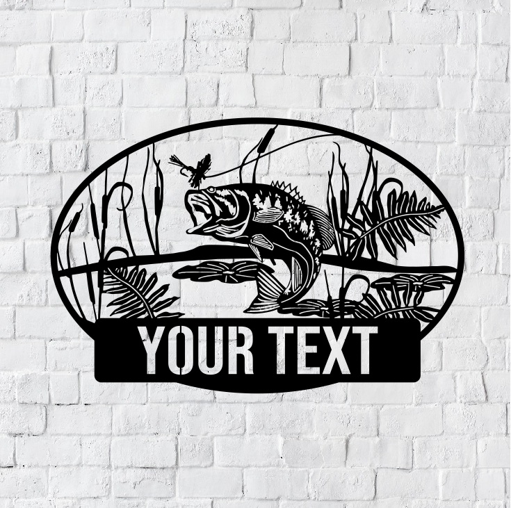 Personalized Fishing LED Metal Art Sign / Light up Fisher Metal Sign