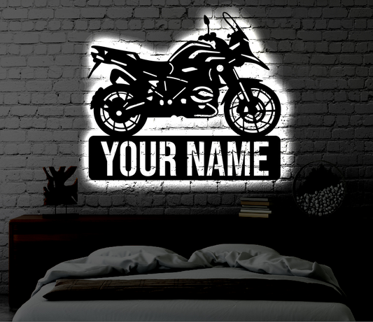 Personalized Motorcycle LED Metal Art Sign / Light up Bicycle Metal Sign