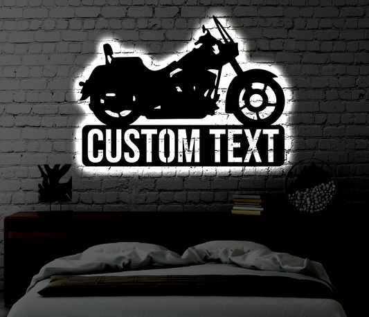 Personalized Motorcycle LED Metal Art Sign / Light up Bicycle Metal Sign