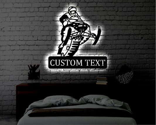 Personalized Snowmobile LED Metal Art Sign / Light up Skidoo Metal Sign