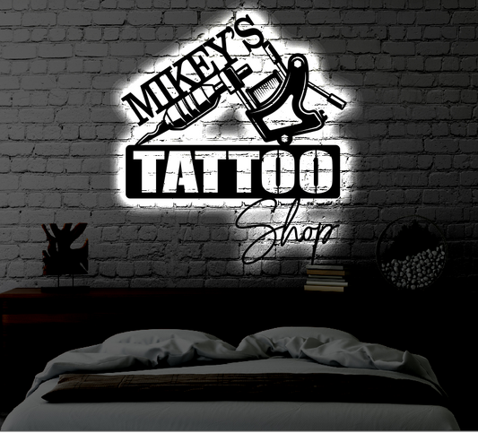 Personalized Tattoo LED Metal Art Sign / Light up Tattoo  Metal Sign