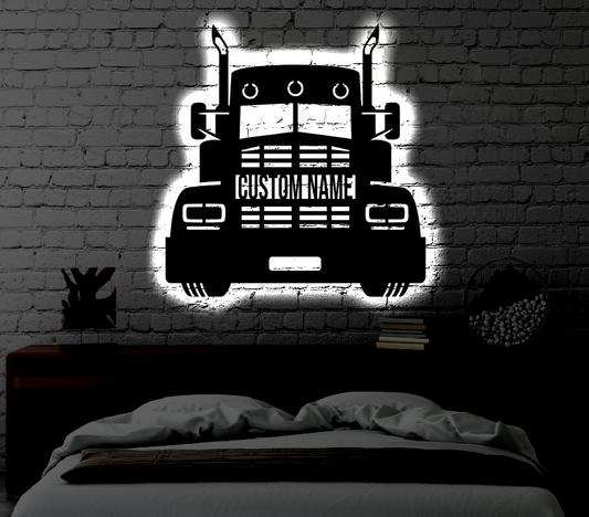 Personalized Truck LED Metal Art Sign / Light up Trucker Metal Sign